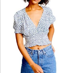 Faithfull the Brand Floral Blue Blouse